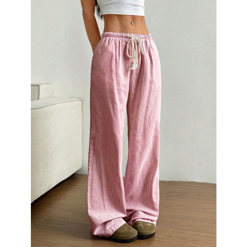 YYFS Women's Fashion Casual Stripe Print High Waist Trousers Pants & Capris