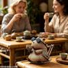 Lovely Tea Drinking Capybara Resin Statue, Small Animal Ornament for Bookshelf, Windowsill Household Display