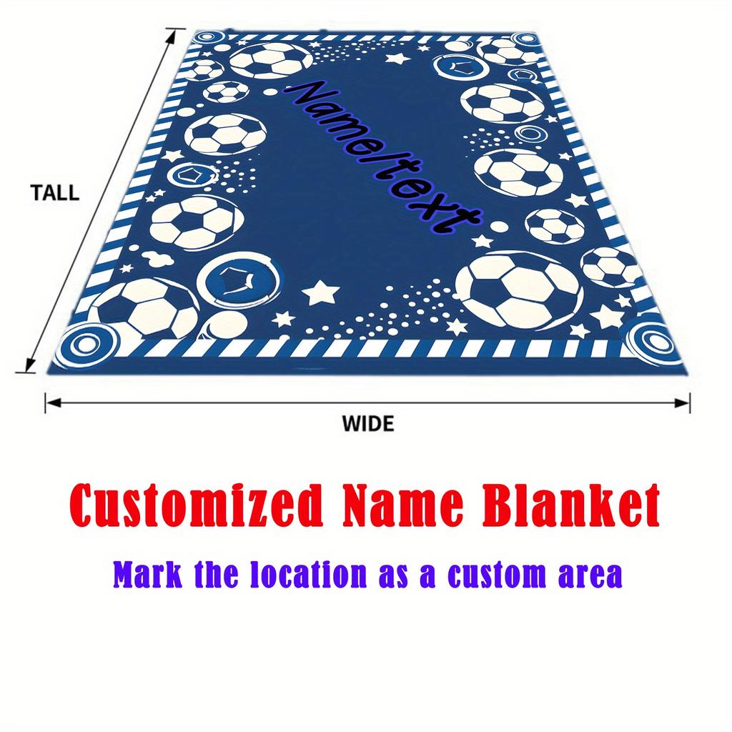Customizable Boys' Soccer Blanket, 1 Piece, Lightweight Flannel Shawl, Suitable For Sofa Beds, Travel Camping, Living Rooms