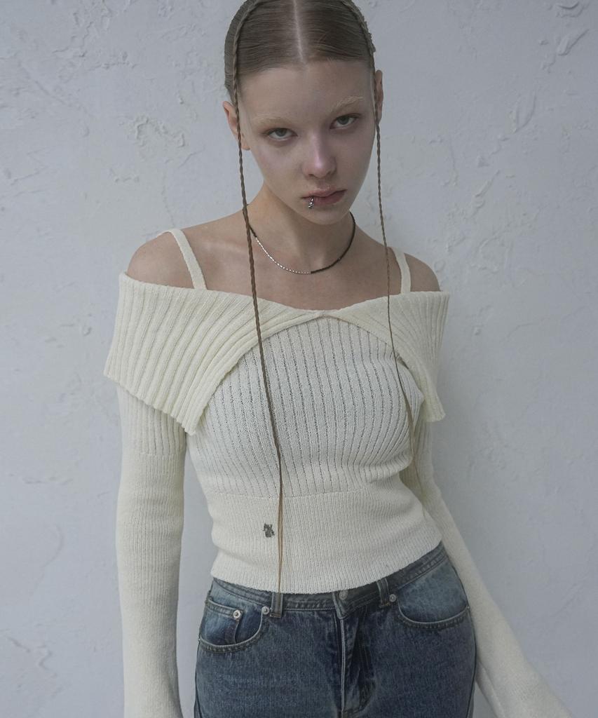 AVANDRESS Seul Sailor Off Shoulder Knit - 4Col