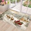 1Pcs Anti Fatigue Door Rugs, Santa Reindeer Sleigh Print Waterproof Non-Slip Thick Cushioned Door Mat Heavy Duty Comfort Standing Mat for Door