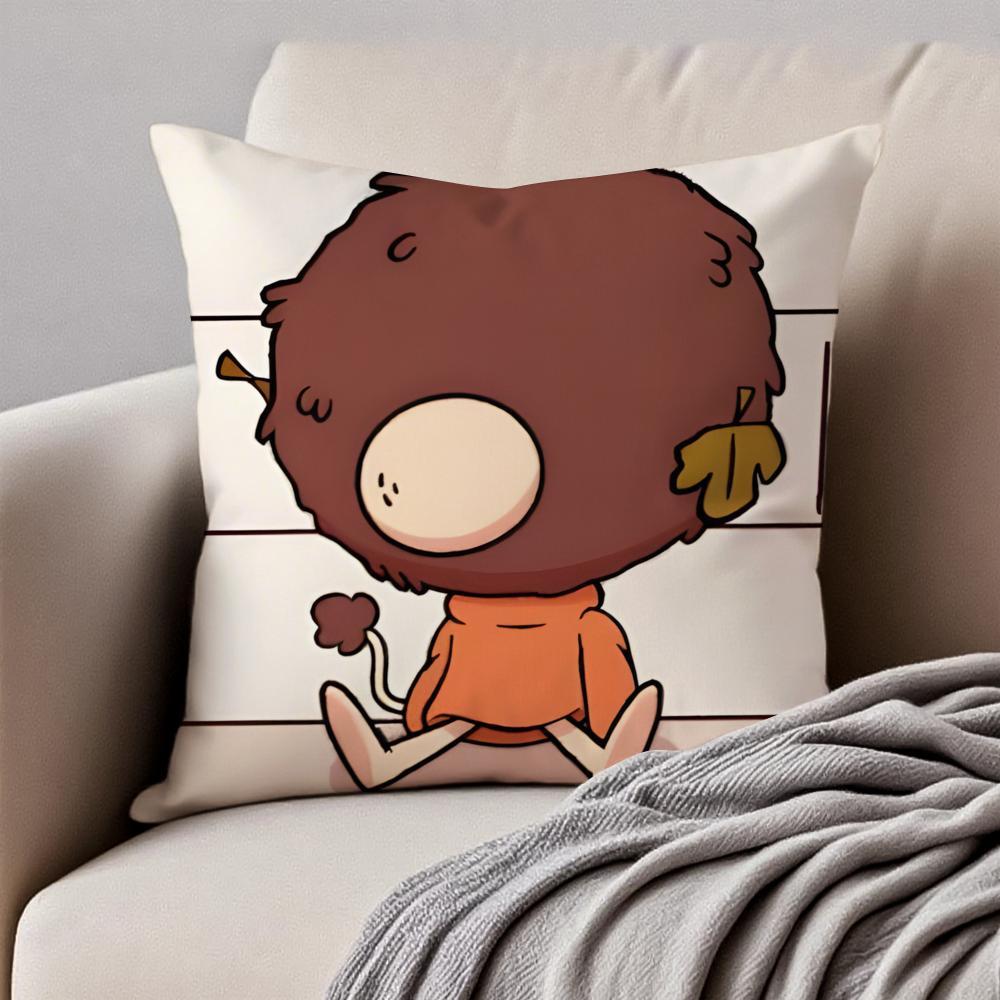 Warm Cute Cartoon H-Hilda Cushion Cover Pillowcase Anti-dustmite Invisible Zipper Short Plush Sofa Cushion