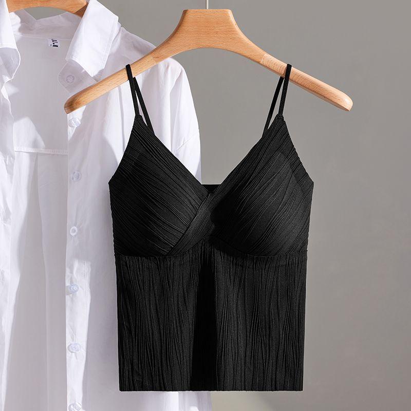 

Женский топ на бретельках с лямкой на шее, летние майки с открытой спиной, модный повседневный женский укороченный жилет без рукавов L чёрный