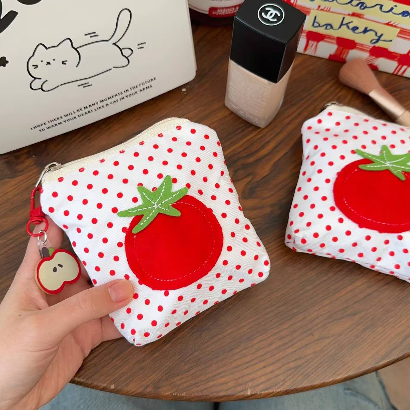 

Lipstick Case Premium Small Travel Bag Headphone Pouch Polka Dot Tomato Coin Bag For Valentine S Day Gifts Vacations