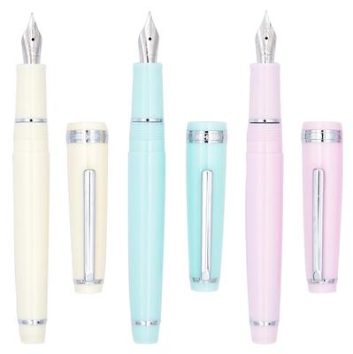 Ranvi Jinhao 82 Acryl-Füllfederhalter Iridium Feine Feder Tintenkonverter Gelb Blau Rosa Klassisches Design Leicht Schreibende Stifte 3 Stück (Silberne Zierleiste)