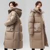 New cotton-padded clothes, long thickened coats, loose women's knee-length hooded cotton-padded jackets, warm cotton-padded clothes women