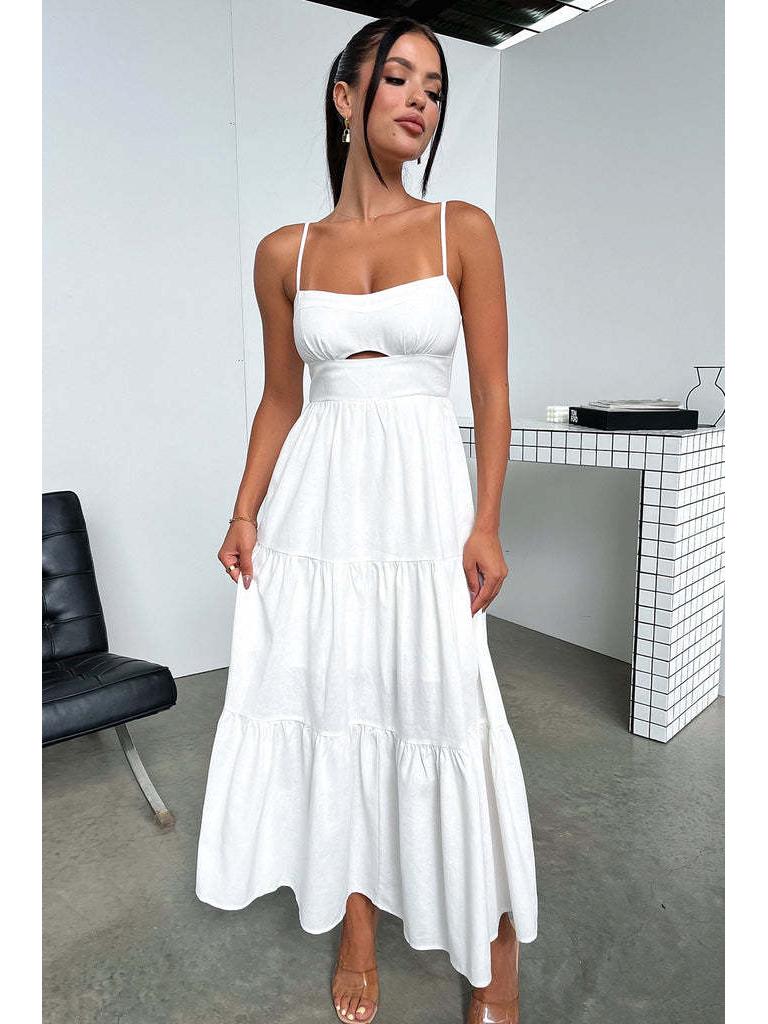 

Европейские и американские женские однотонные элегантные юбки-макси с глубоким вырезом Small