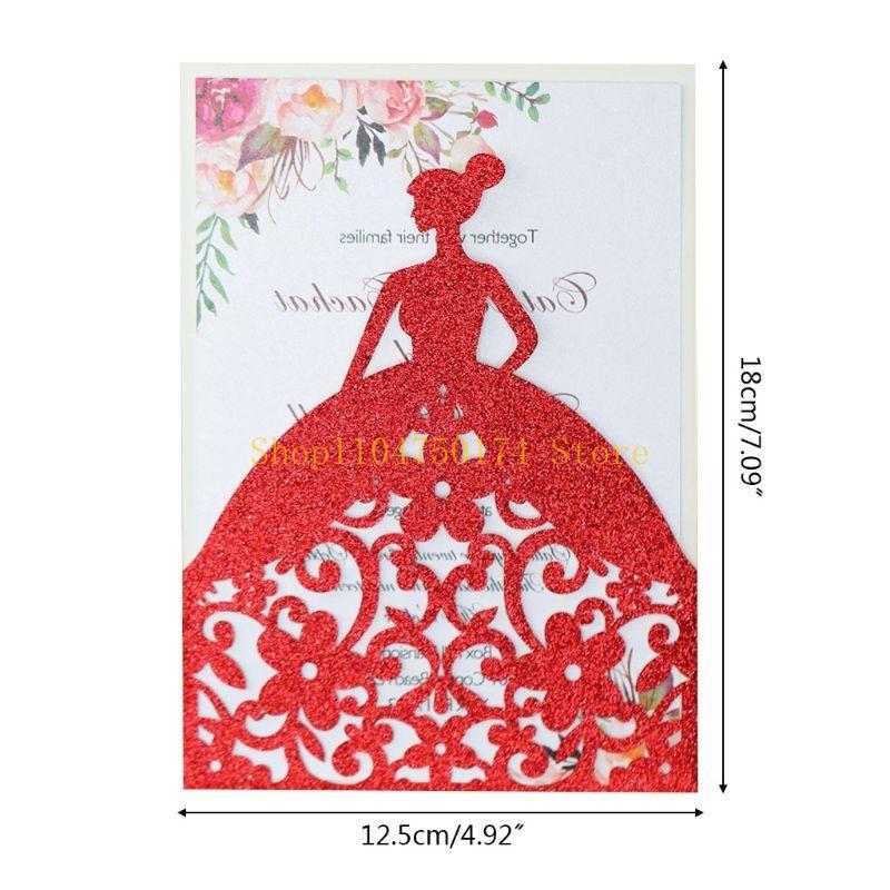 10pcs/set Pretty Girl Holiday Invitations Card Hollow Glitter Paper Envelopes Wedding Party Supplies Top Sale