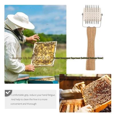 Beekeeping Propolis Roller with Wooden Handle and Steel Needle: Honey Scraper and Knife Tool.