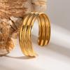  Fashion Stainless Steel Metal Cuff Bangle Bracelet Gold Color Texture Fashion Chic Jewelry Gala Gift Waterproof