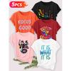 Five-piece set Elegant short-sleeved shirt for women Energetic Attitude Series Printed Round Neck Women's Short Sleeve Shirt Suitable for Spring and