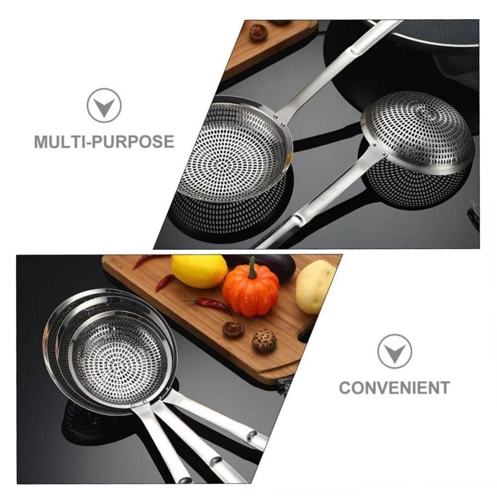 Stainless Steel Kitchen Draining Scoop Reusable Oil Colander Spoon Hot Pot Colander  Pasta Drainage