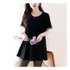 Navava Women Vintage Pleats Round Neck Short Sleeve Blouse Nb2199