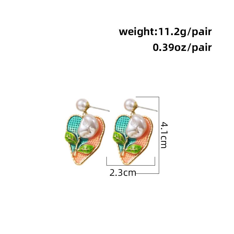 Western medieval old retro earrings, earrings, pink s925 silver needle earrings, flower earrings.