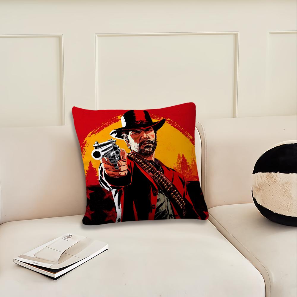 

R-Red Dead R-Redemption2 Game cushion cover Cushion Room Bedroom Headboard Sofa Living Backrest Nap Time Pillow Case 22x22Inch