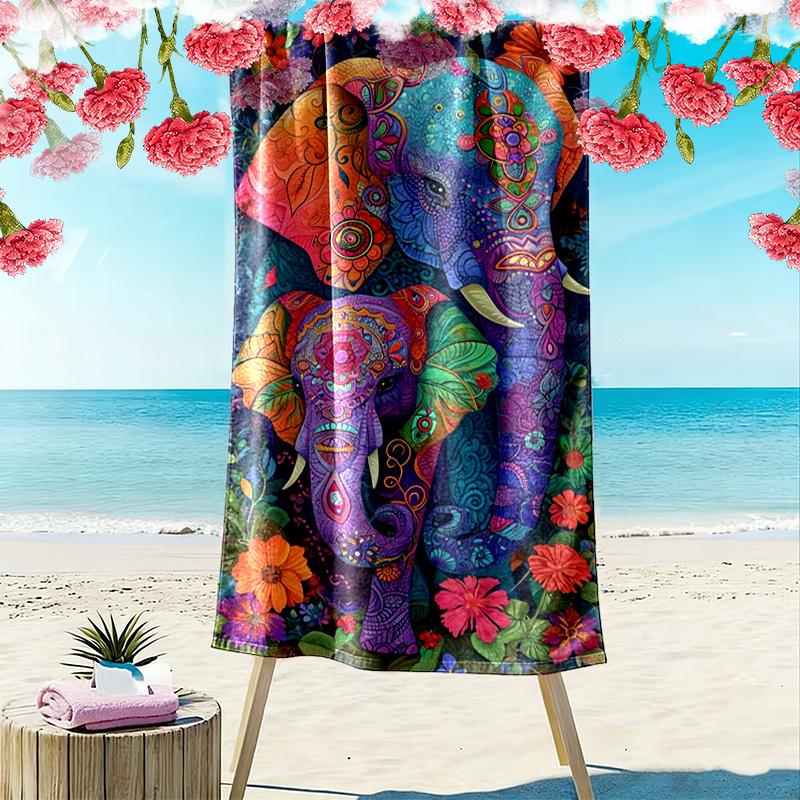 Serviette de plage imprimé éléphant majestueux, grande serviette douce à séchage rapide pour la plage, le camping, la natation