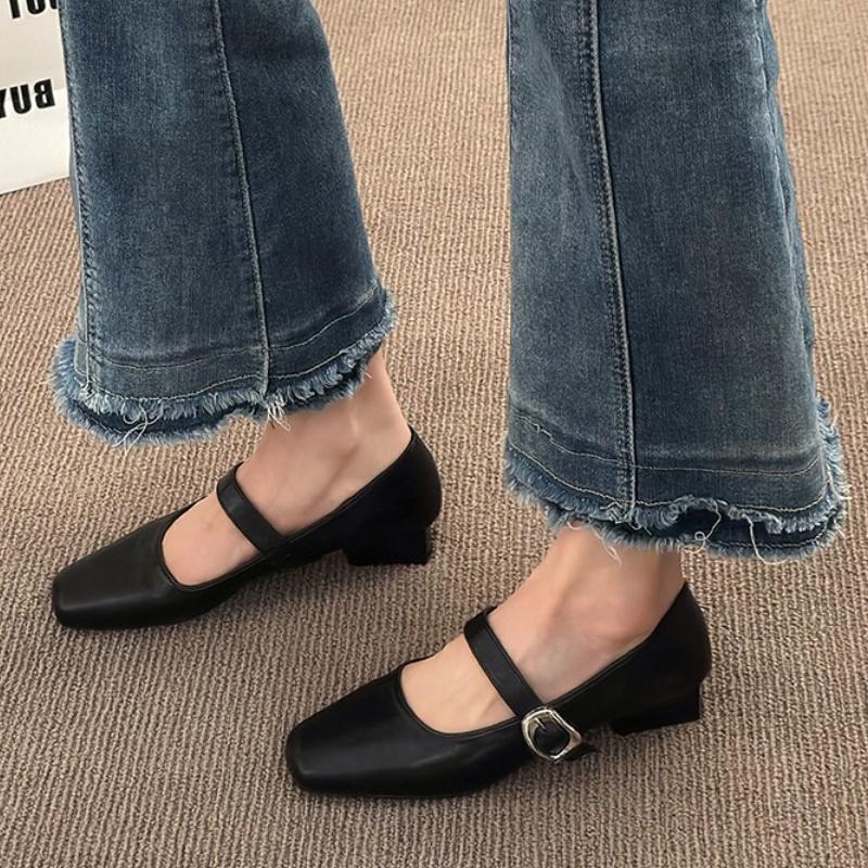 2025 NEW Fashionable  Toe New High-heeled Shoes Summer Sexy Elegant Casual Buckle Low-heeled Women's Shoes