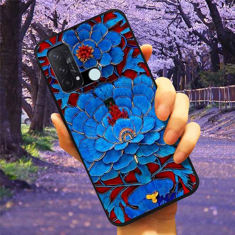 For OPPO Reno 5A 3A 7A Case 3D Relief Cartoon Silicone Back Cover for Oppo Reno7 A Reno3A Reno5A Cases Emboss Soft Cute A54 5G