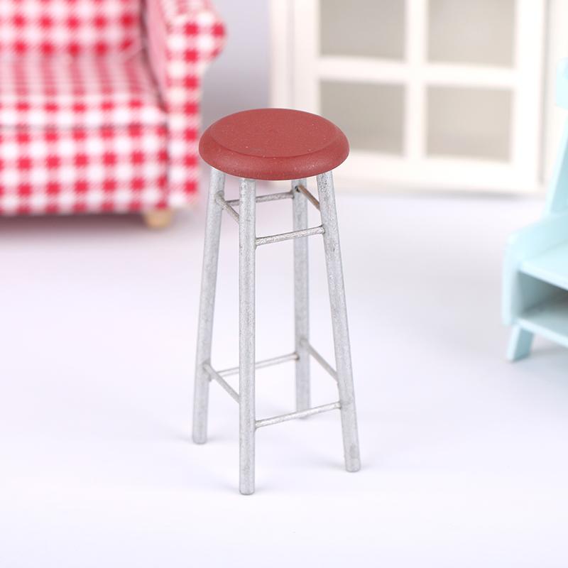 1:12 Dollhouse Miniature Bar Stool Chair High Stool Mini Round Stool Pocket Stool Model Furniture Decor Kid Toy