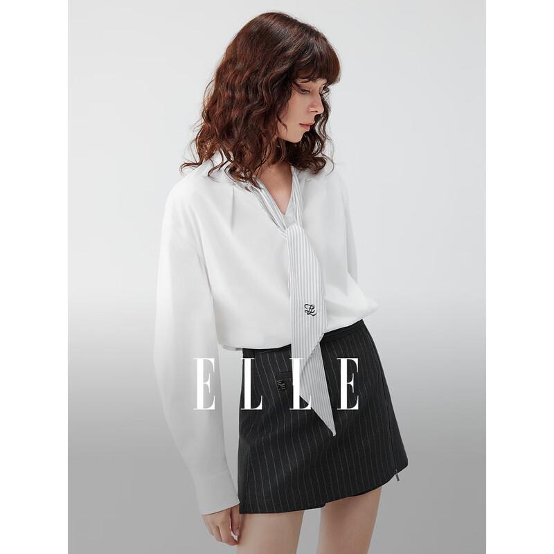ELLE Spliced Stripe Flowy Collar Shirt M