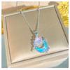 Blue Ocean Moonstone Moon Flower Titanium Steel Zircon Clavicle Necklace For Women
