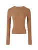 Shanxi Women's 4-Color Versatile Knit T-Shirt: Elastic, Soft, Long-Sleeved, Round Neck Top for Autumn/Winter Wear.