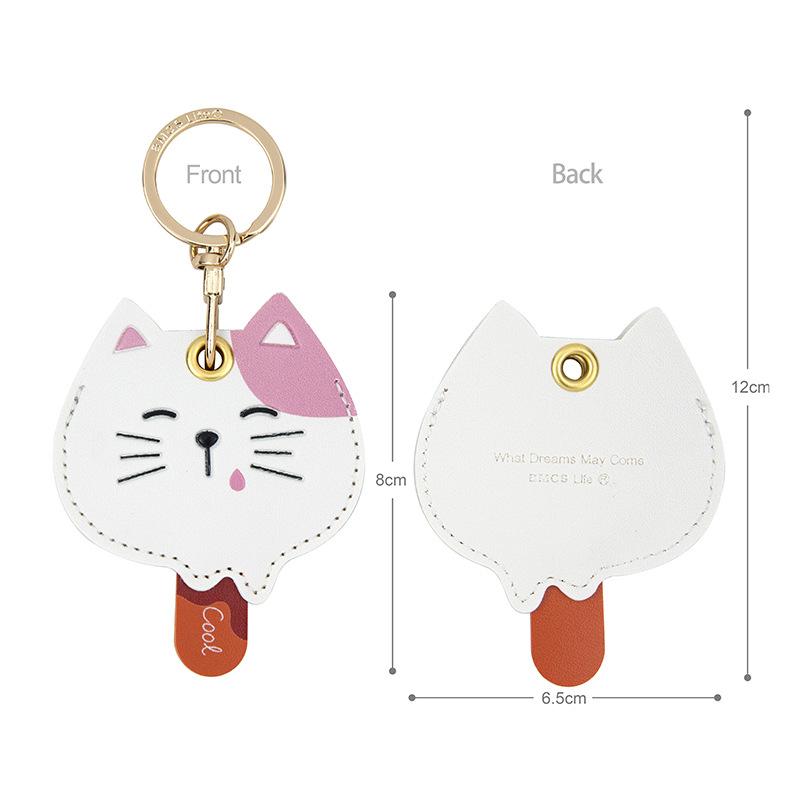 Bamen Bug Club Cartoon Access Control Card Leather Case Keychain Creative Cute Girl Key Pendant Bag Hanging Personalized Gifts