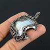 Aura Shell Crescent Moon Shape Pendant, Handmade Gemstone 999 Copper Wire Wrapped Pendant Antique Jewelry, For Gift Silver Jewelry