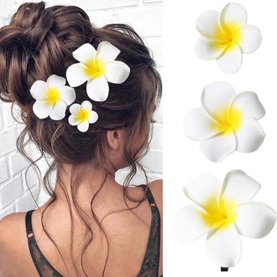 Plumeria Flower Hair Clips For Girls Women's Hairpins Artificial Egg Flower Barrettes Hawaiian Wedding Headwear Hair Accessories