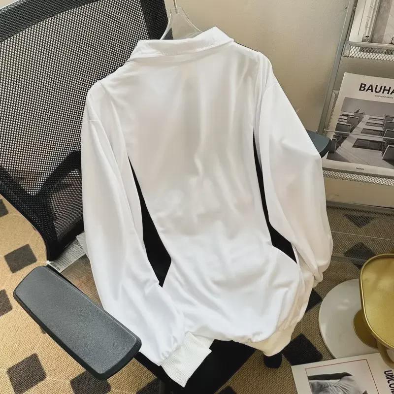 Men's Retro Color-Block Polo Collar Sweatshirt for Spring/Autumn 