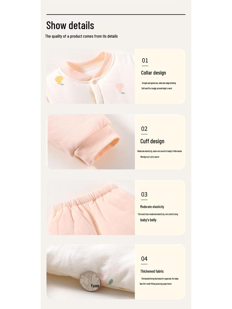 Autumn Winter Padded Baby Clothes Set for Boys & Girls - Warm Cotton Separates