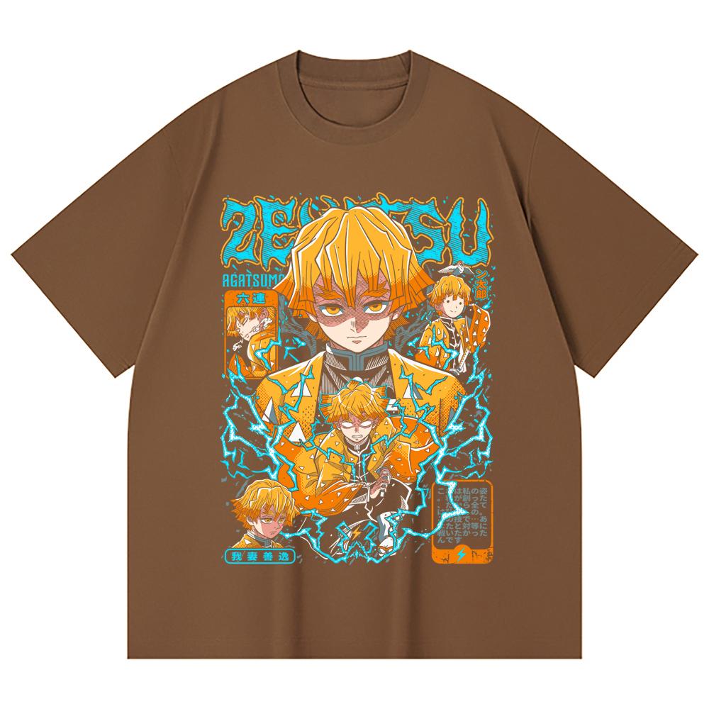 230 Gsm 100% Cotton Demon Slayer V100 Zenitsu Print Unisex Heavy Cotton T Shirt
