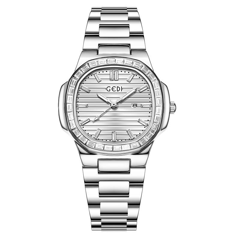 Oval Nautilus Women S Watch Trendy Fashion Women S Watch Temperament Diamond Belt Calendar Stainless Steel Quartz Watch