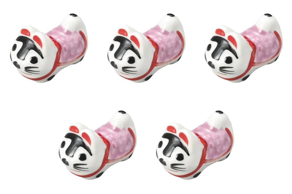 Set of 5 Hariko Dog Chopstick Rests Chopstick Rests Setomonohonpo (Red) [5cm]