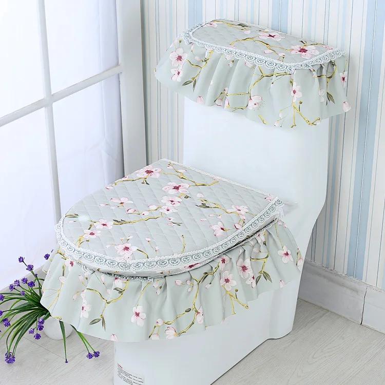 3 PCS/Set Gold Velvet Lace Toilet Seat Cover Set Toilets U-Shaped Coat Home Bathroom Toilets Mat Tank Cover Toilet Cover Sets