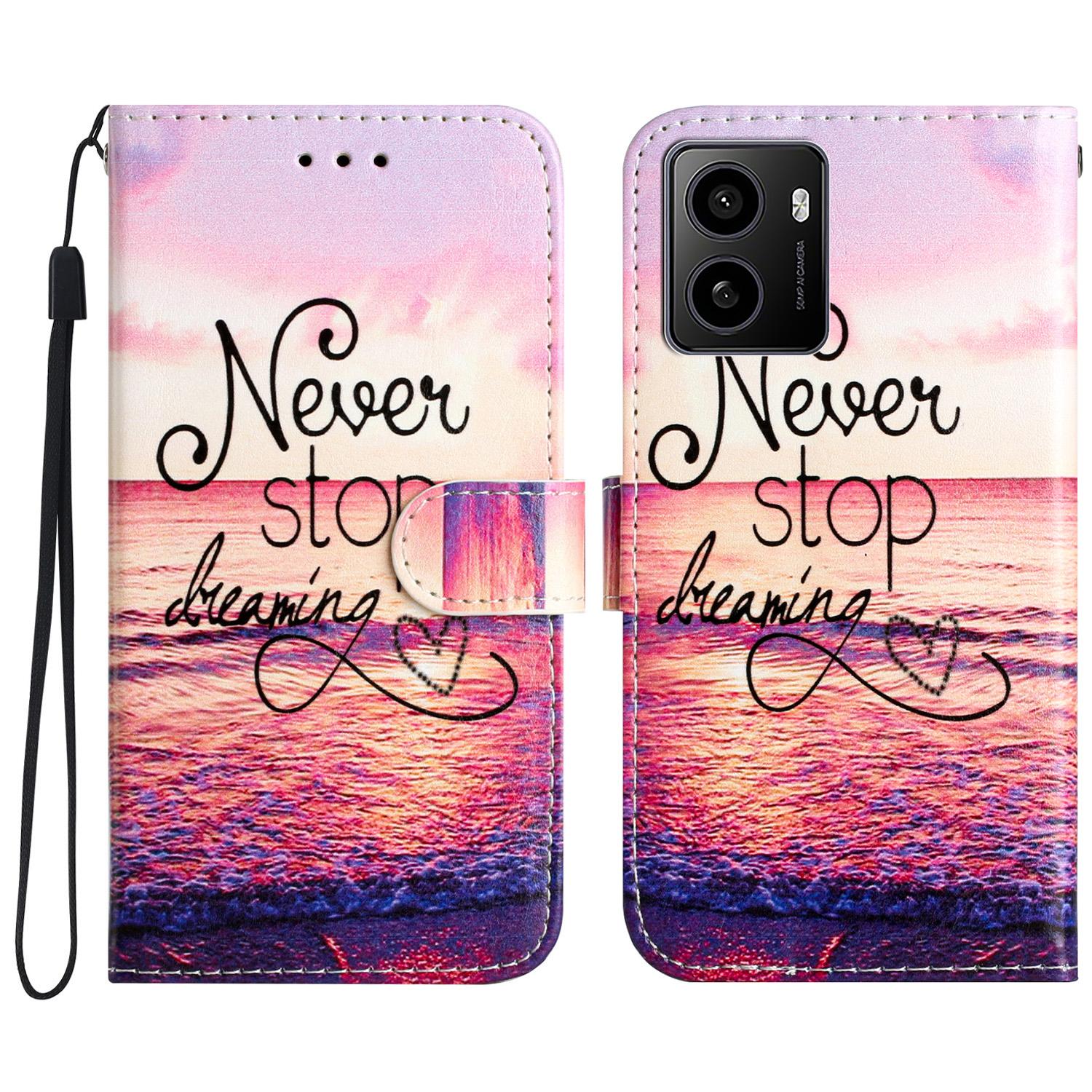 

Для HMD Pulse/Pulse+ Чехол-кошелек Дизайн с печатным рисунком Кожаный чехол для телефона Never Stop Dreaming