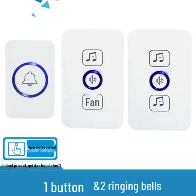 Smart Wireless Doorbell with LED Flash, Power-Off Memory, One-to-Two/One-to-One Functionality, Ideal for the Elderly.
