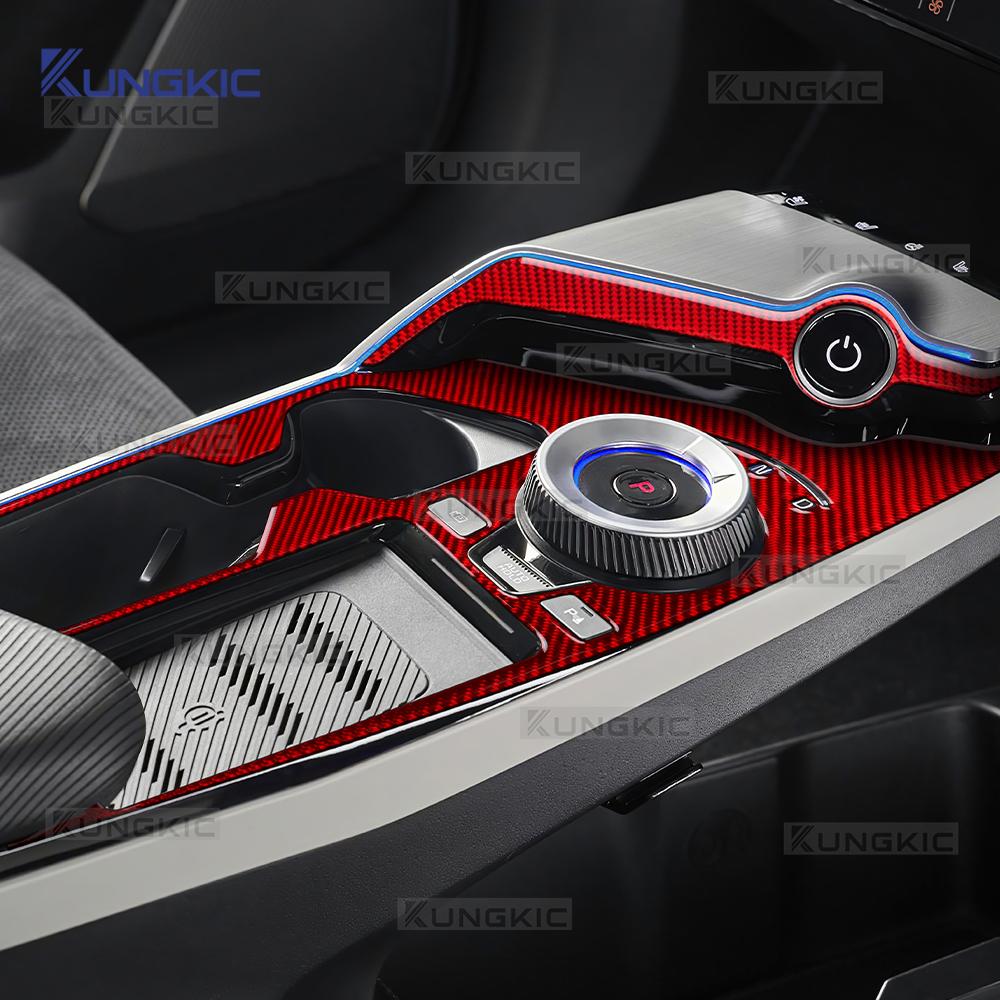 Real Soft Carbon Fiber Sticker For Kia EV6 GT EV 2022 2023 2024 2025 LHD RHD Car Gear Shift Panel Interior Trim Accessories