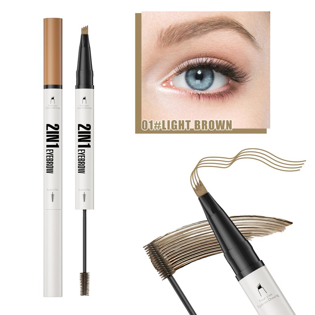 New Four-Pronged Eyebrow Pencil + Eyebrow Dye Cream Waterproof, Sweat-Proof And Non-Smudging 2-In-1 Liquid Eyebrow Pencil Eyebrow Dye Cream