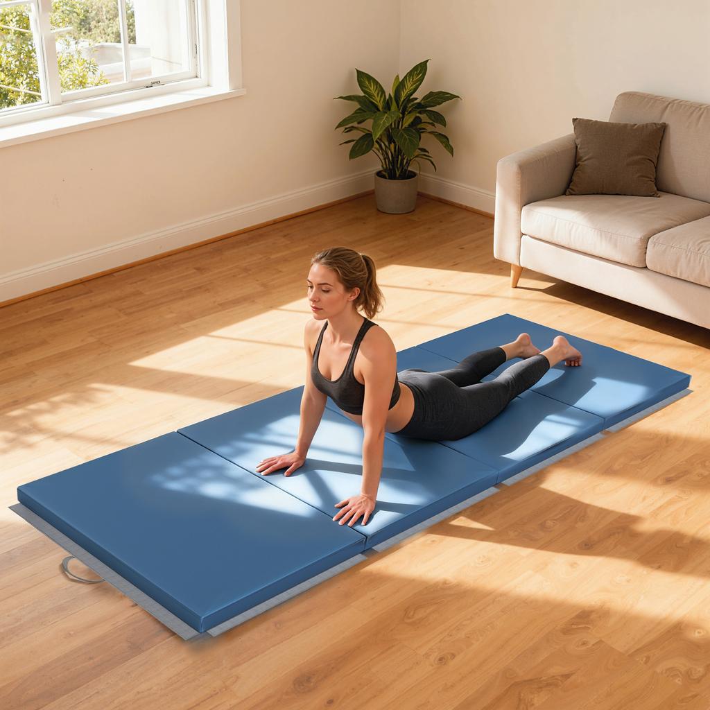 Exercise Mat Foldable Fitness Mat 240 X 120 X 5 Cm Light Blue