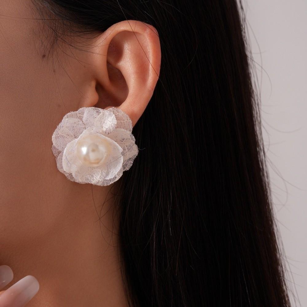 10pcs/Set Exquisite Flower Stud Earrings White Imitation Pearl Stud Party