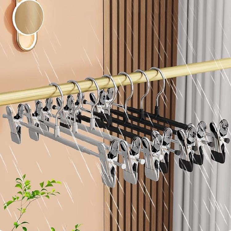 Durable Rusts Proof Multiple Use Adjustable Clothes Hangers Scratch Resistant Clips For Scarves Trousers Storage