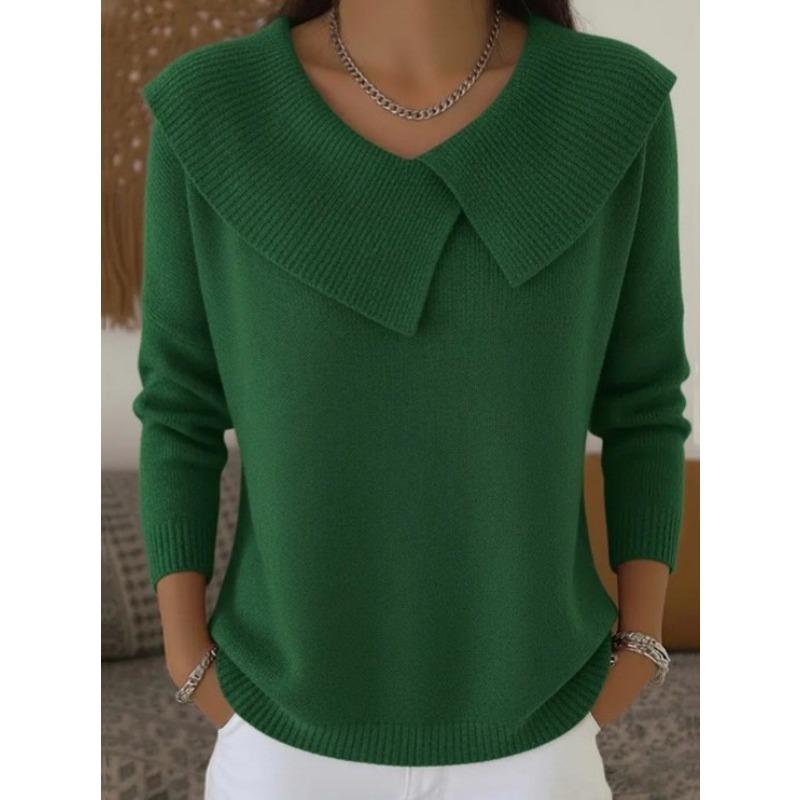 Korean Style Slim Fit V Neck Long Sleeve Knitted Sweater For Women