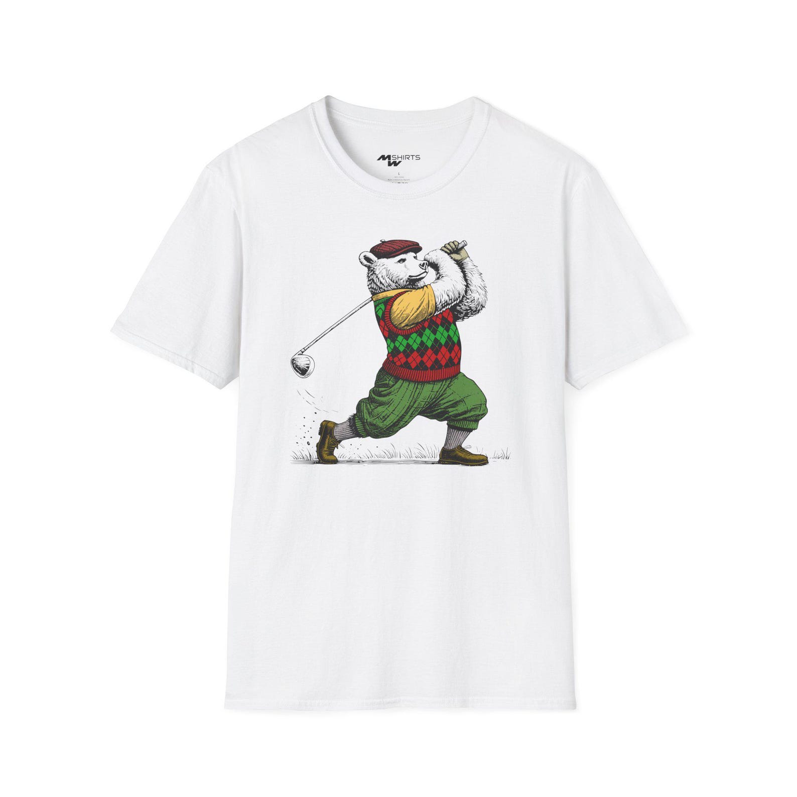 Playful Golfing Bear T-Shirt 2XL