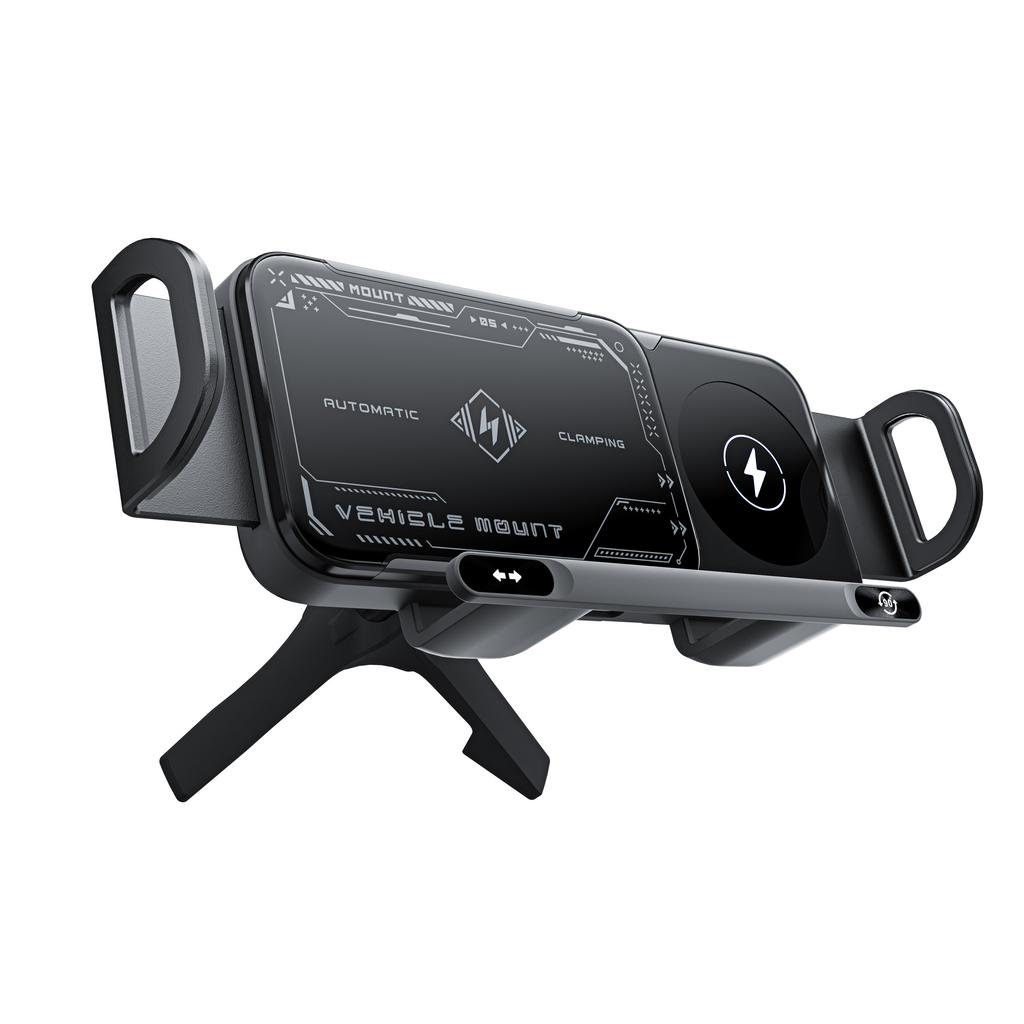 Carregador Sem Fio para Carro Suporte de Montagem para Celular com Rotação por Toque Carregamento Rápido Sem Fio para Carro de 15W para iPhone 15 Samsung Z Flip 6