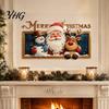 Holiday Background Decals for Shop Christmas Wall Stickers, Santa Claus Reindeer And Snowman with Photo Frame Indoor Ornaments Design, Removable