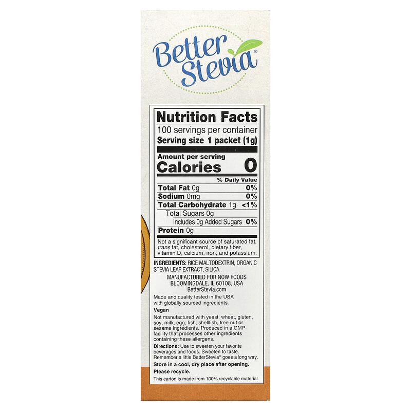 Better Stevia®, Zero-Calorie Sweetener, Original, 100 Packets, 3.5 oz (100 g)