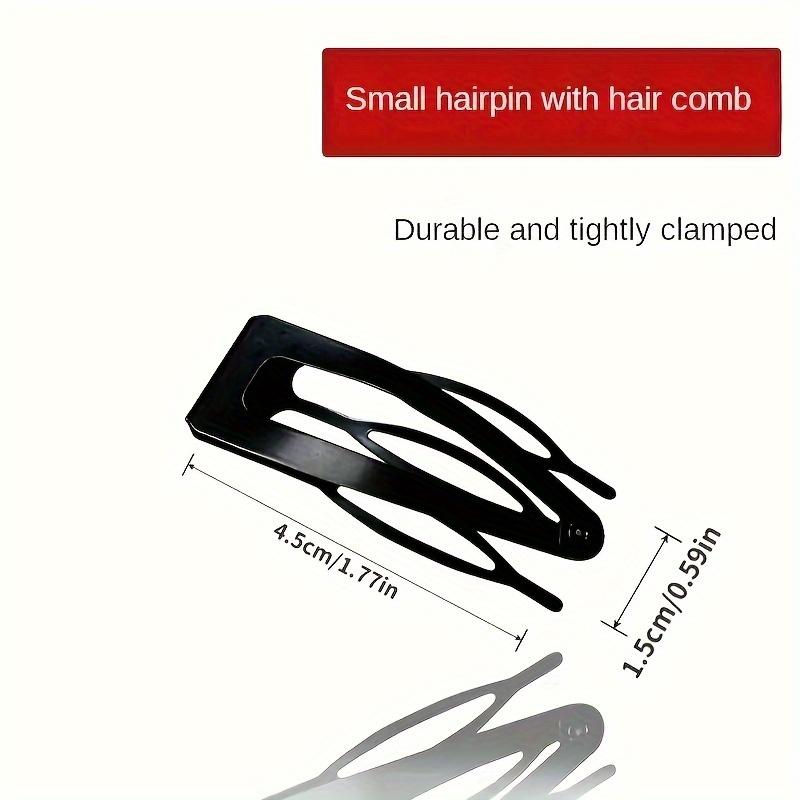 Double Grip Barrettes MetalSnap Buttons Barrettes Iron Alloy Hairpinfor Hair Stylishing Salon Supplies (Black)