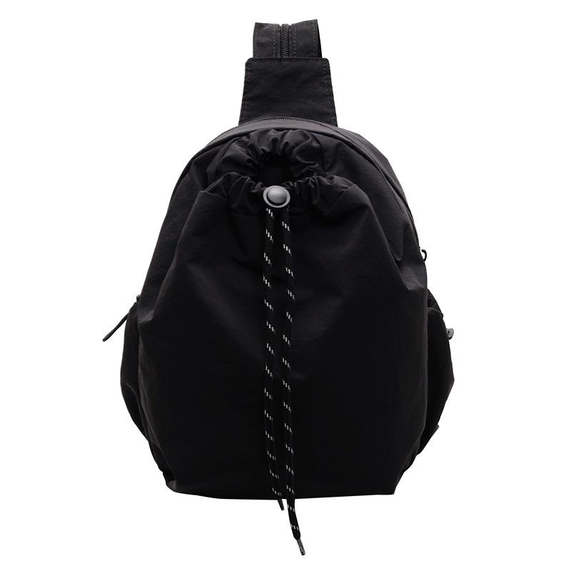 2025 New Casual Niche Original Design Pleated Drawstring Bucket Bag Versatile Sports Shoulder Backpack Women's Bag