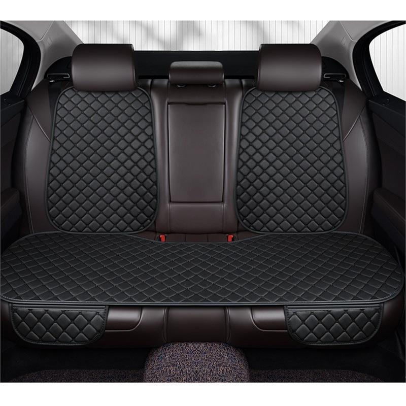 Universal Nappa Leather Car Seat Cushion: Star Embroidered, Backless, Non-Slip, Three-Piece Set